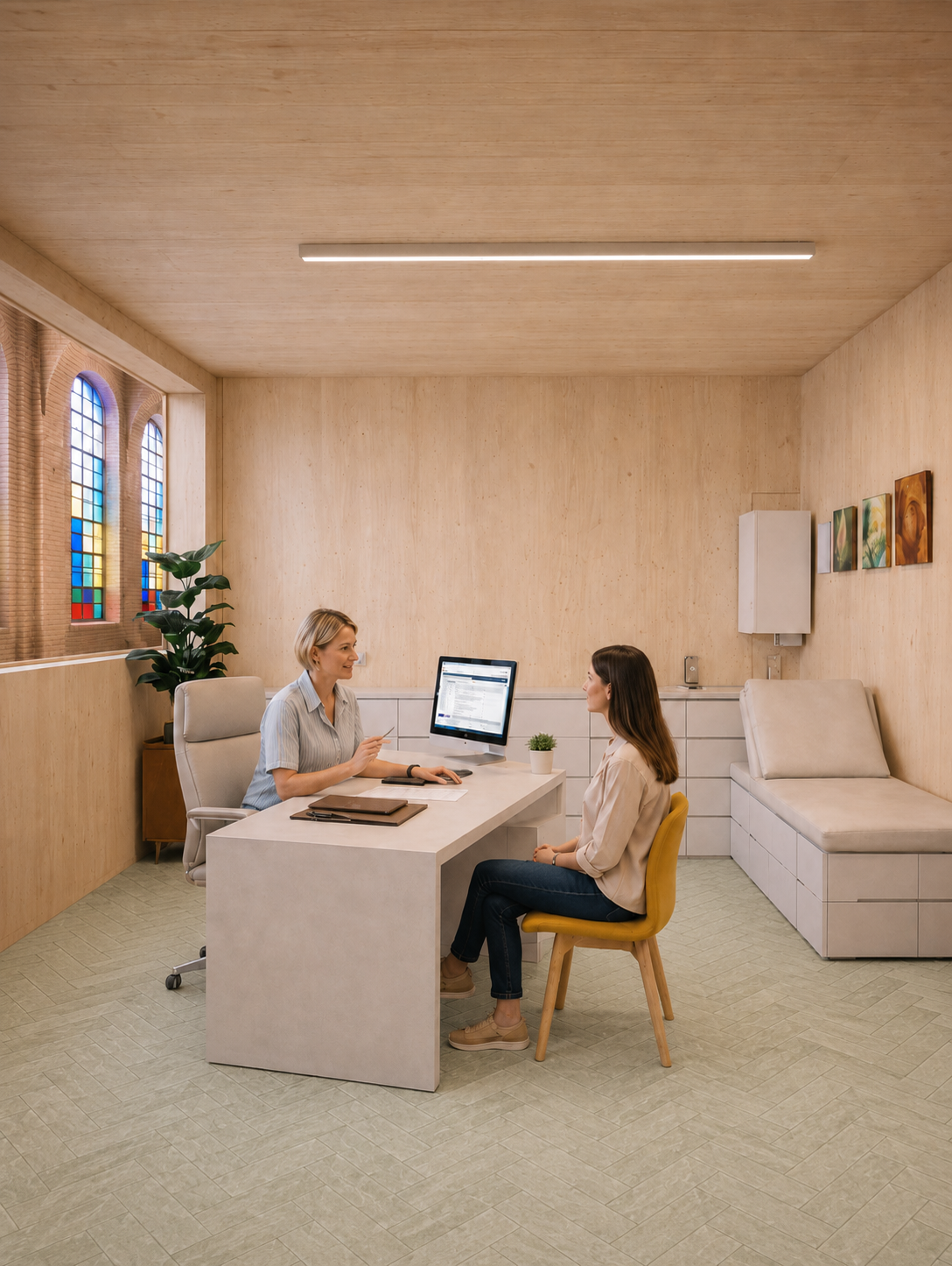 Specialist in gesprek met patiënt in een consultatiekabinet